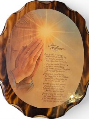 Vintage Christian Prayer Poem 70s The Difference 11x9 Oval Wooden Plaque
